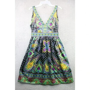 Vintage ICE Paisley Satin Dress-Size 12-Side Zip